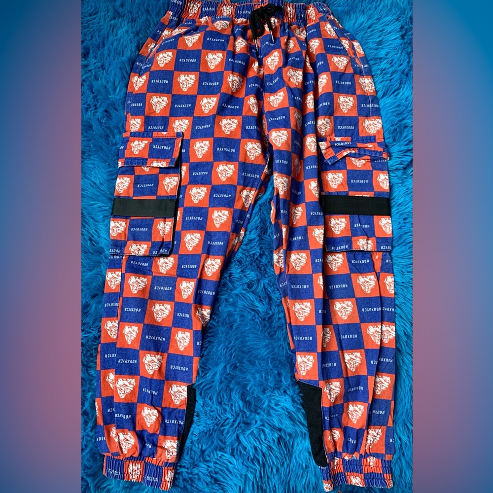 MotoCross style cargo joggers Red and Blue checkered Mens Medium china/ US Small